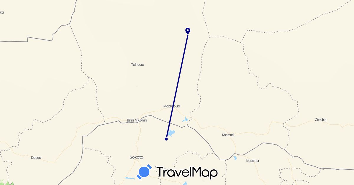 TravelMap itinerary: driving in Niger, Nigeria (Africa)
